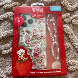 Strawberry Shortcake iPhone 15 Pro Max Case with Beaded Strap - Multicolor